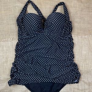 Cacique Swimsuit Size 24 Bathing Suit Black Dot